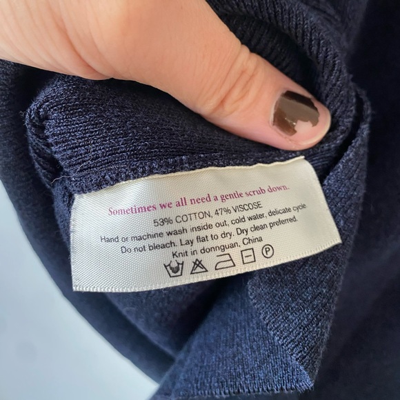 MM LaFleur Peggy Top Navy Blue Knit Stretch Business Casual Classy Melange Large - Picture 5 of 6